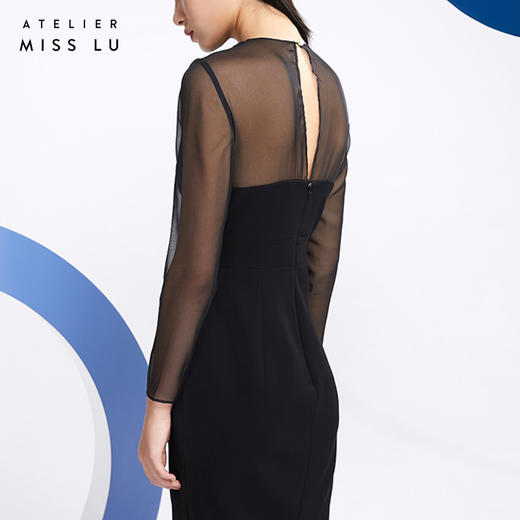 AtelierMissLu—神秘黑拼纱设计感礼服裙/0000590 商品图4