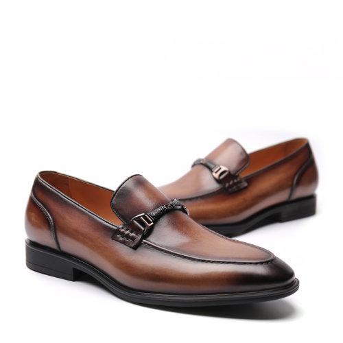 【新品】UROK男士手工擦色软皮乐福鞋套脚皮鞋商务正装男鞋 商品图4