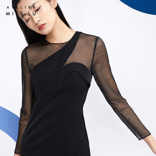 AtelierMissLu—神秘黑拼纱设计感礼服裙/0000590 商品图2