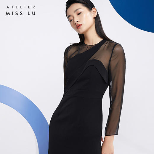 AtelierMissLu—神秘黑拼纱设计感礼服裙/0000590 商品图1