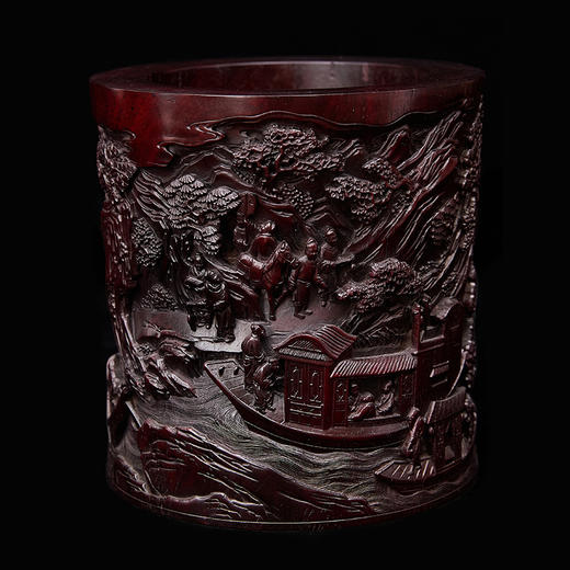 官代流传黑檀笔筒14x13cm ZYXD 商品图0