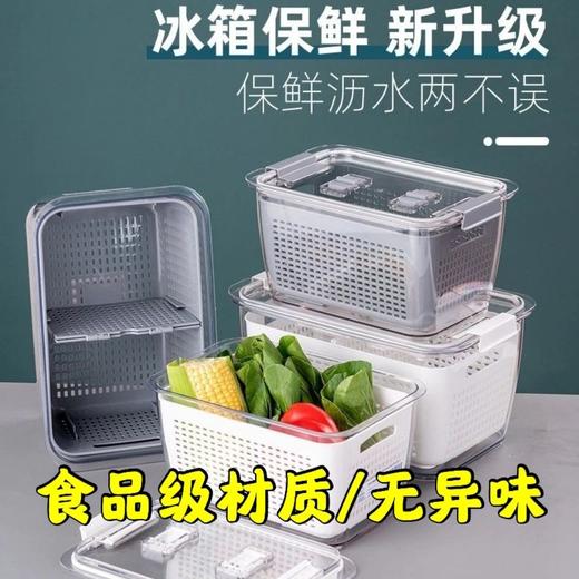 家用沥水篮蔬菜水果保鲜盒冰箱专用冷冻带盖收纳盒厨房食品密封盒 商品图0
