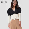 AtelierMissLu-【职场战衣】 黑白拼色廓形袖收腰上衣 商品缩略图4