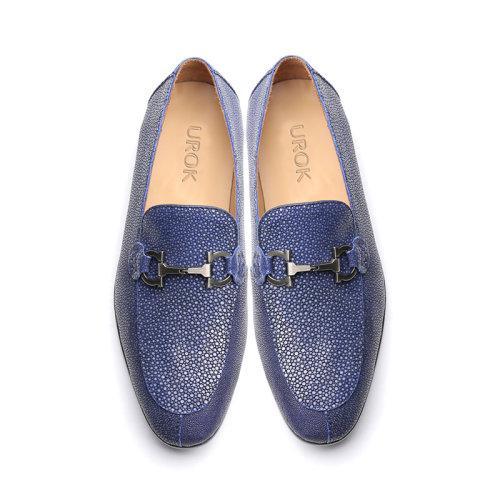 【新品】UROK珍珠鱼皮男士休闲乐福鞋 手工男鞋 商品图8