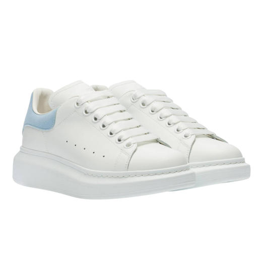 ALEXANDER MCQUEEN 亚历山大麦昆 女士小牛皮浅蓝尾阔型系带休闲运动鞋 白色 553770 WHGP7 9412 商品图0