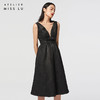 【荆棘花园】AtelierMissLu弧型V领黑色立体肌理面料气质连衣裙/0000645A 商品缩略图1