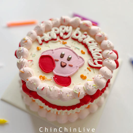 星之卡比复古手绘蛋糕 商品图0