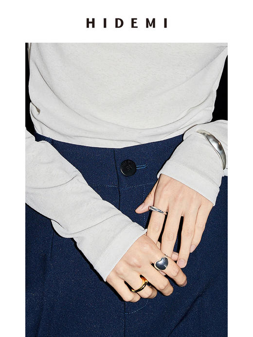 HIDEMI简约设计感异形戒指 金色/银色 商品图6