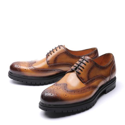 【新品】UROK男士手工布洛克雕花休闲德比鞋时尚男鞋 商品图1