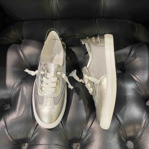 LFGJ 10401  平底网面真皮百搭学生铆钉镶钻休闲懒人女 商品图5