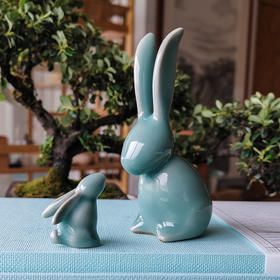 兔子陶瓷摆件 创意青瓷