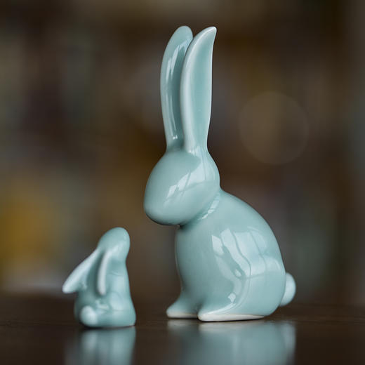 兔子陶瓷摆件 创意青瓷 商品图3
