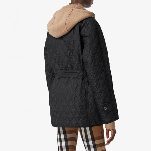 【一】BURBERRY 巴宝莉 女士菱形绗缝尼龙帆布战地棉服 黑色 8034122 A1189 商品图2