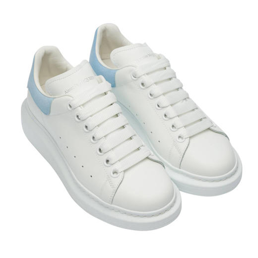 ALEXANDER MCQUEEN 亚历山大麦昆 女士小牛皮浅蓝尾阔型系带休闲运动鞋 白色 553770 WHGP7 9412 商品图3