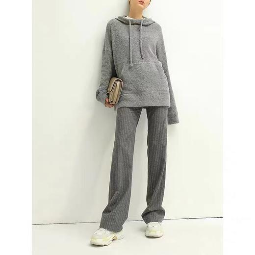 COCOBELLA双面色织竖条纹保暖羊毛休闲裤职业通勤宽松直筒裤PT568 商品图2