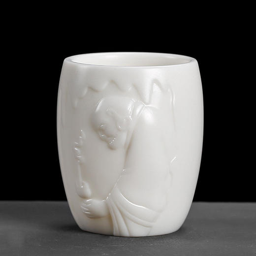 名家纯手工亚光素烧德化白瓷禅意高杯大号功夫单茶杯单只礼盒装 商品图1