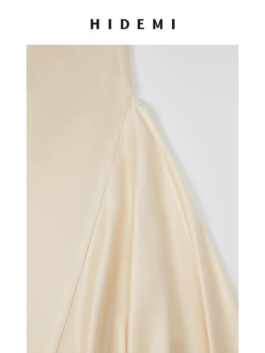 HIDEMI奶油米黄不规则剪裁设计感缎面半身裙 商品图4