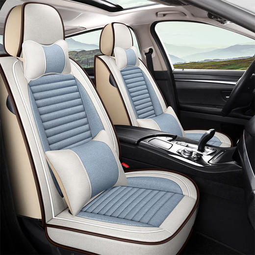 【汽车坐垫】新款四季通用亚麻轿车坐垫 全包围汽车座套 商品图2