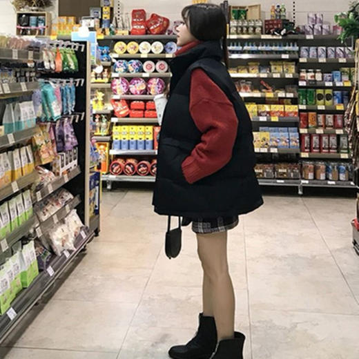 【羽绒服】棉马甲女学生秋冬新款韩版原宿风时尚棉服坎肩宽松纯色马夹外套 商品图2