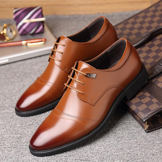 【服饰鞋包】新款商务男鞋正装休闲皮鞋 系带尖头潮男鞋英伦休闲男士皮鞋 商品图1