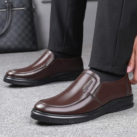 【服饰鞋包】皮鞋男士商务正装男鞋黑色套脚圆头耐磨休闲鞋中老年爸爸鞋子