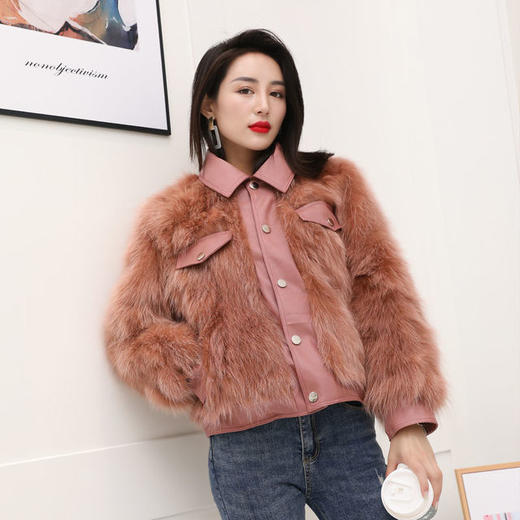 【服饰鞋包】女新款真毛海宁狐狸貉子皮草外套短款机车服网红同款年轻韩 商品图12