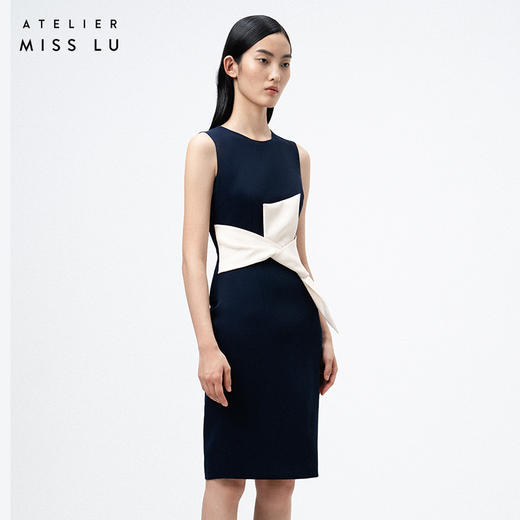 Atelier Miss Lu / Kayla -藏青蝴蝶结系带连身裙 商品图2