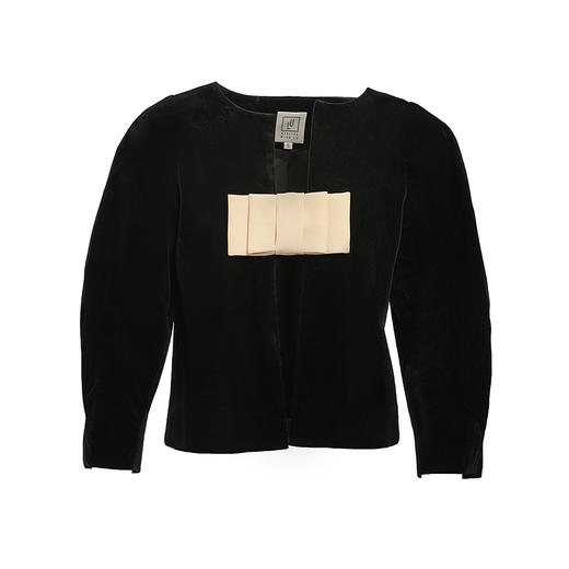 AtelierMissLu /Lluvia-墨黑丝绒装饰短外套 商品图4