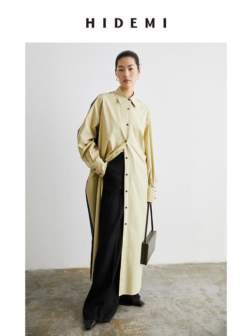 HIDEMI撞色拼接廓形长款衬衫 商品图12