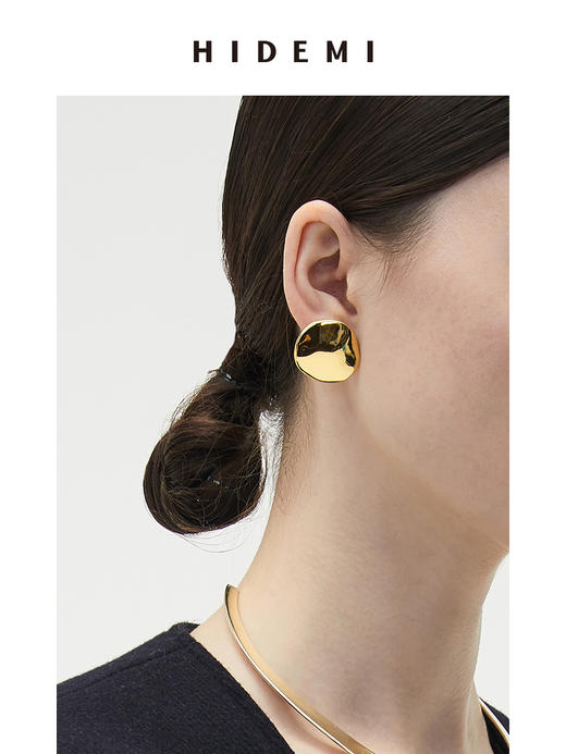 HIDEMI简约设计感圆形耳环 金色/银色 商品图7