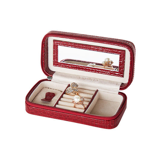 【专柜多样屋】-鳄鱼纹携带首饰盒/红/T 商品图0