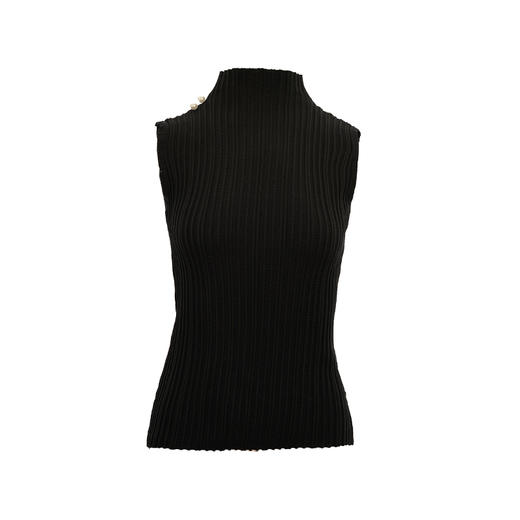 AtelierMissLu/ Marjorie-黑色高领珠饰针织背心 商品图4