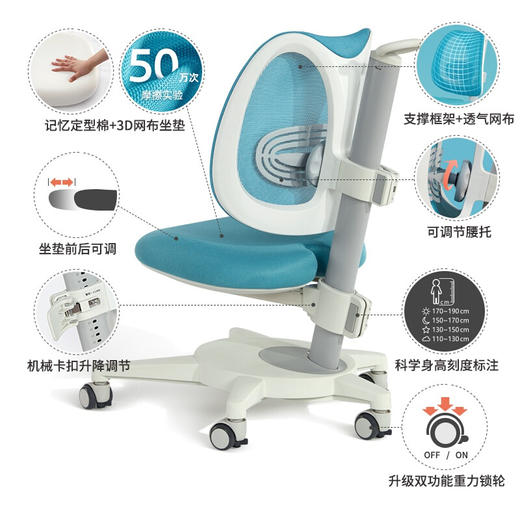 2平米儿童学习桌书桌实木 探索家 进口桦木儿童学习书桌椅套装 探索家1.2米+博睿蓝椅 商品图2