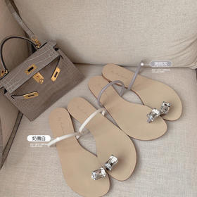 【金蘑菇菇 twinkle钻拖】人字凉拖仙女风套趾水钻坡跟一字拖