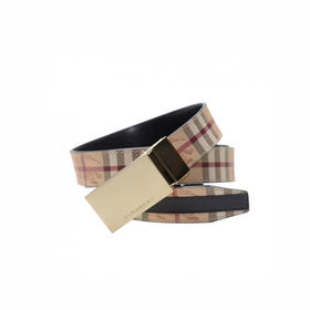 BURBERRY 巴宝莉 男女同款杏色格子腰带 3880761 0010T