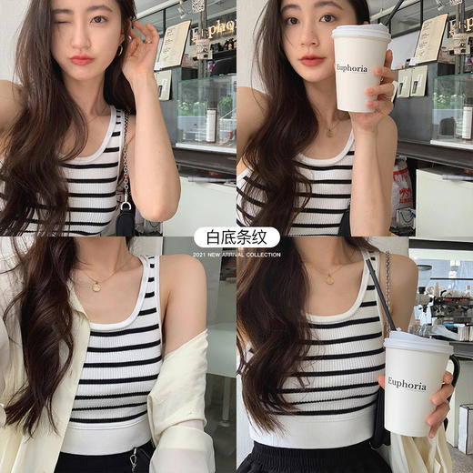 【金蘑菇菇 Bella in LA刚需背心组】洋气好百搭条纹针织外穿背心 商品图3