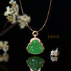 18K玫瑰金和田玉（碧玉）镶钻吊坠--玉佛/小佛公12*11mm/苹果绿 商品缩略图0
