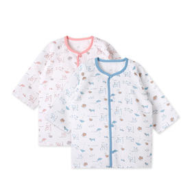 小米米童衣宝宝纯棉长袖上衣儿童对襟T恤开肩衣婴幼儿无骨家居服