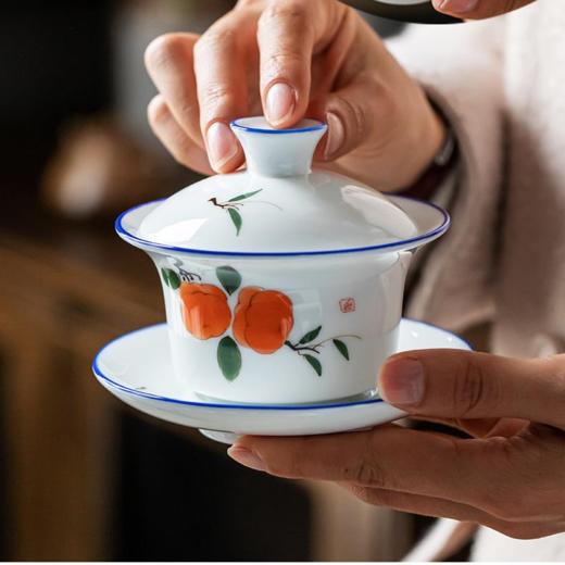 手绘功夫茶具套装家用景德镇陶瓷盖碗茶杯办公室简约现代送礼盒装 商品图1