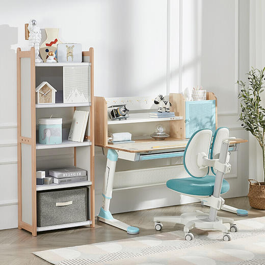 2平米儿童书架书柜 魔法收纳柜 多层落地书柜卧室置物架（含收纳盒） 白色 0.6米宽 商品图2