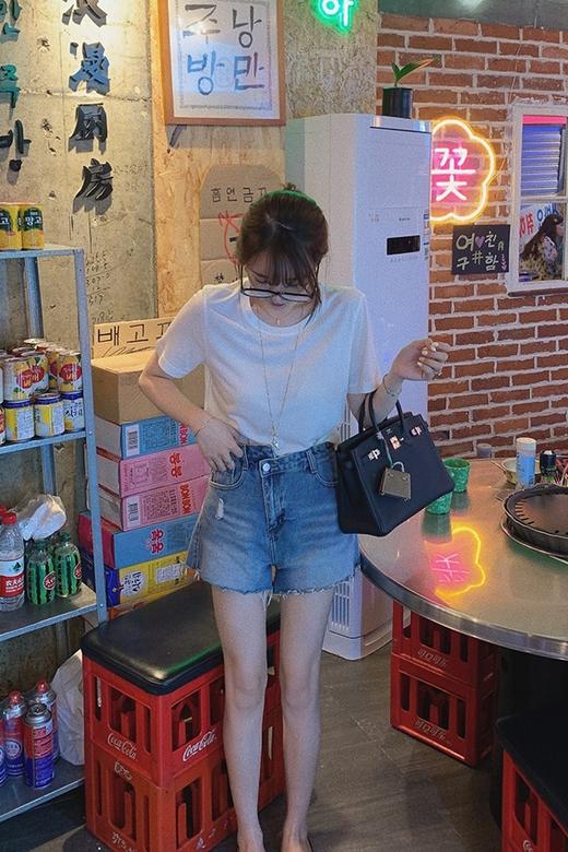 【金蘑菇菇 soho纽约小短裤】时髦显腿长高腰牛仔短裤热裤潮 商品图5