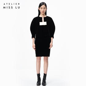 AtelierMissLu /Lluvia-墨黑丝绒装饰短外套