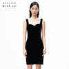 AtelierMissLu /Yvonne-墨黑丝绒修身吊带裙 商品缩略图0