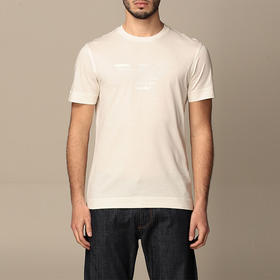 ARMANI 阿玛尼 男士棉质徽标圆领短袖T恤 白色 3K1TE6 1JSHZ 0101