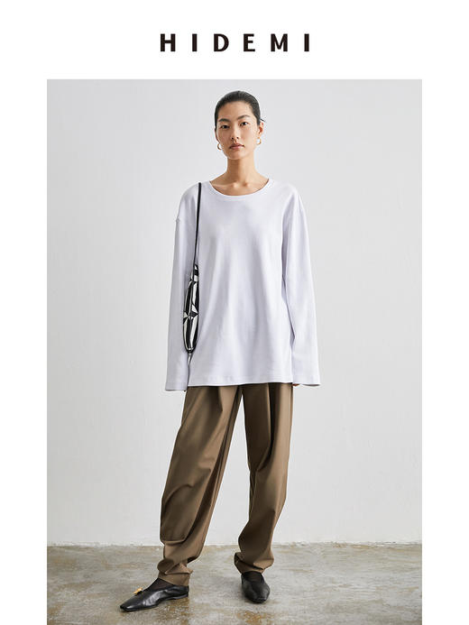 HIDEMI基础经典款有机棉宽松T恤 条纹/黑色/白色 商品图7