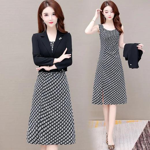 YWE-JMYS-MB06秋新款小西装印花时尚气质两件套装连衣裙 商品图1