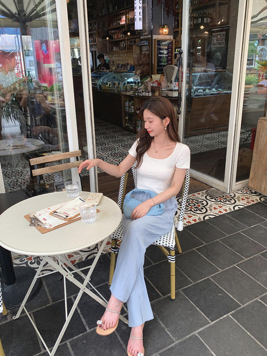 【金蘑菇菇 瘦瘦开叉裤】高腰垂感质感休闲裤小个子显腿长 商品图4