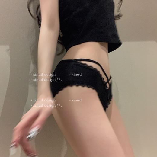 【3条优惠装】黛唯梵韩版交叉绑带性感女士内裤少女螺纹棉蕾丝边诱惑舒适三角裤底裤七夕情人节 商品图2