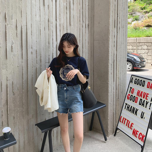 【金蘑菇菇 soho纽约小短裤】时髦显腿长高腰牛仔短裤热裤潮 商品图1