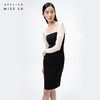 AtelierMissLu / Lucia-黑白拼接薄纱典雅修身连衣裙 商品缩略图2